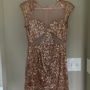 Light Pink Sequin Party Mini Dress